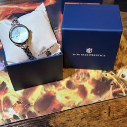 Invicta Montres Prestige Women’s Quartz Watch MPW-0214– Silver Tone – Blue Dial – New in Box 