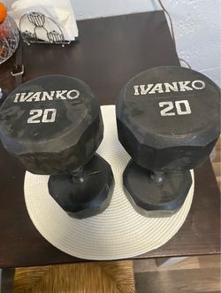 Ivanko 20 lb Rubber Hex Dumbbells Pair