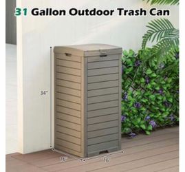 outdoor, heavy-duty 118-liter (approx. 31-gallon) resin trash can