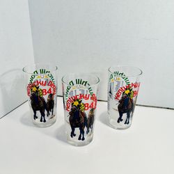Set of 3 Vintage 1984 Kentucky Derby Churchill Downs Souvenir Glasses