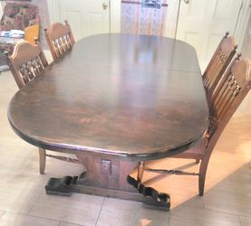 Vintage Solid Wood Extendable Trestle Dining Table