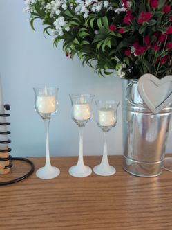 Partylite candle trio frosted glass