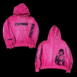 INSPIRE ‘PINK’ Heavyweight paint splatter hoodie