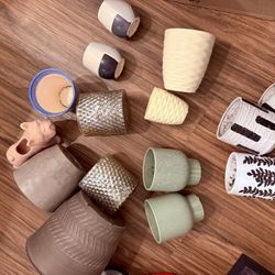 Plant Pot Bundle – Modern Ceramic And Glass Planters (13 pcs) – $23