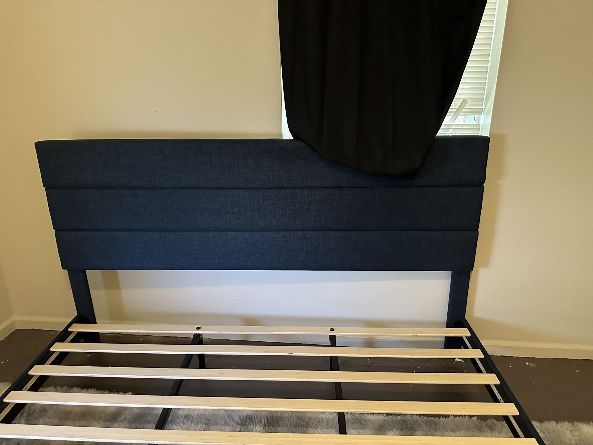 Navy Blue Queen bed Frame 