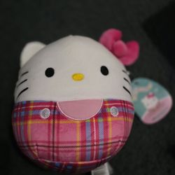 Squishmallow Kellytoy Plush Hello Kitty Sanrio 8" Hello Kitty Plaid New with Tag
