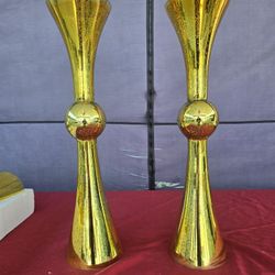Pair of 24" Gold Mercury Glass Trumpet