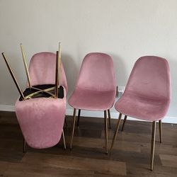 Pink Gold Velvet Dining Chairs