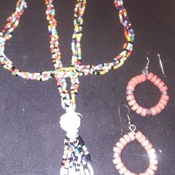 2 Necklaces With Earrings/Bracelet 