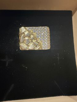 14k gold plated nugget ring with cz