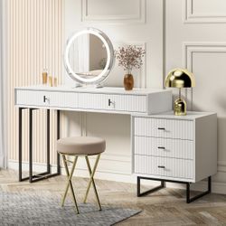 UEV Grey Vanity Desk With 3 Drawers