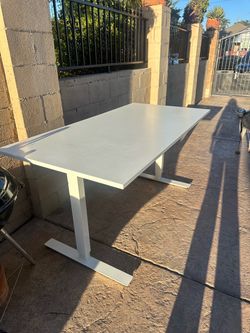 White Stand Up Desk with Metal Frame