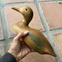 Vintage Wooden Hand-Carved Duck