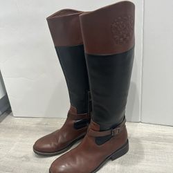 Vince Camuto Leather Knee High Black/ Brown Women Boots 
