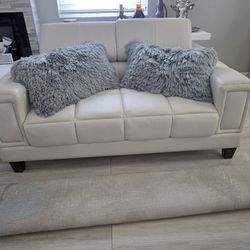 White leather sofas set
