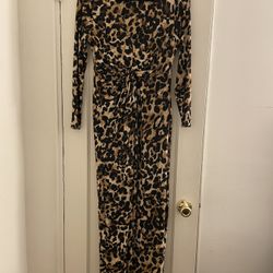 Thalia Sodi Stretchy Animal Print Long Sleeve Maxi Dress