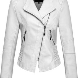 Women's  Cropped Leather Biker Jacket