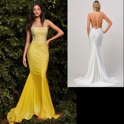 New With Tags Size Large Yellow Prom Dress & Formal Dress $255