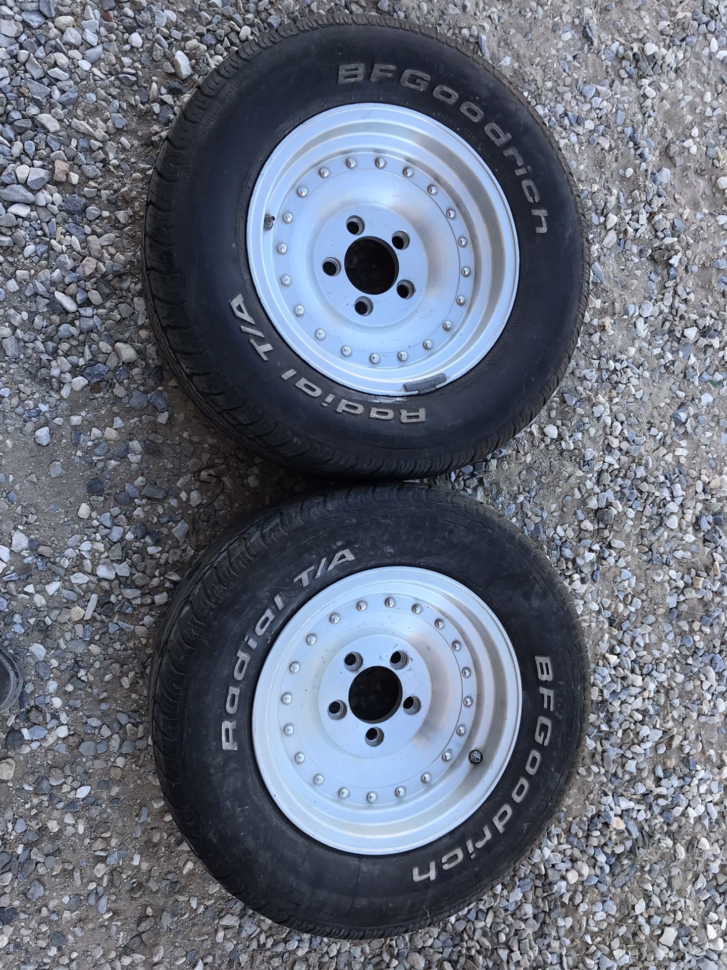 5x4.75 old school 15” rims for classic Chevrolet and other vehicles with that lug pattern they are in great shape and seem to be centerline classic ri