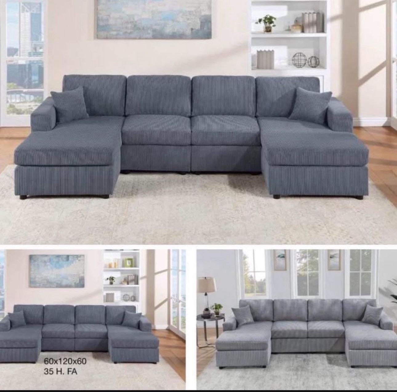 $399 U Shape Sectional 60x120x60