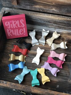 Leather Bow Hair Clips