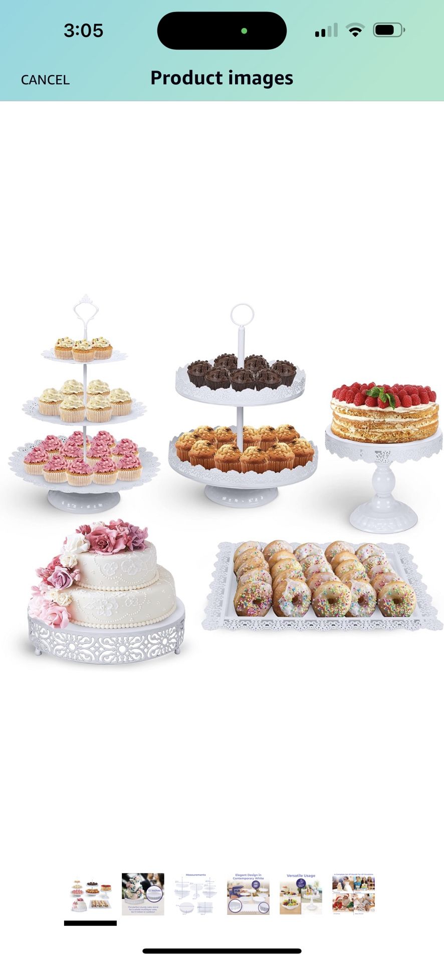 Cake Stand 5 Pc. Set with 3-Tier, 2-Tier, and Round Displays, Pedestal Dessert Stands, and Square Serving Tray Platter for Cupcakes, Pies, Cookies, Pa