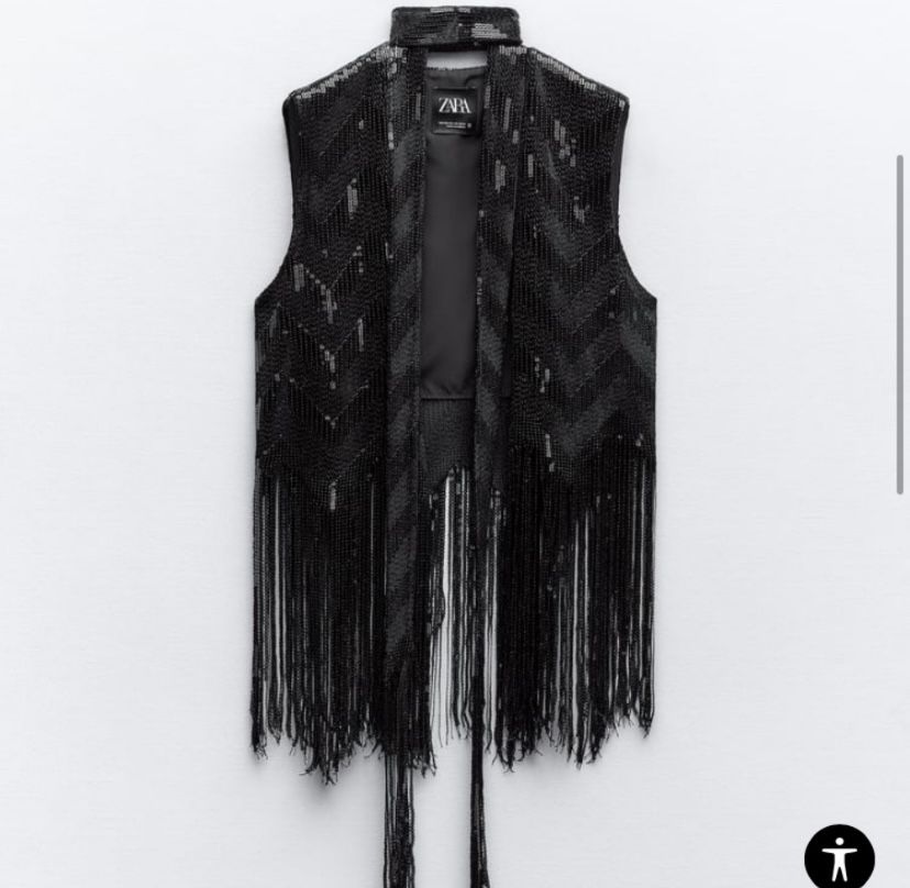 Zara fringe & sequin vest with scarf. Xs-S