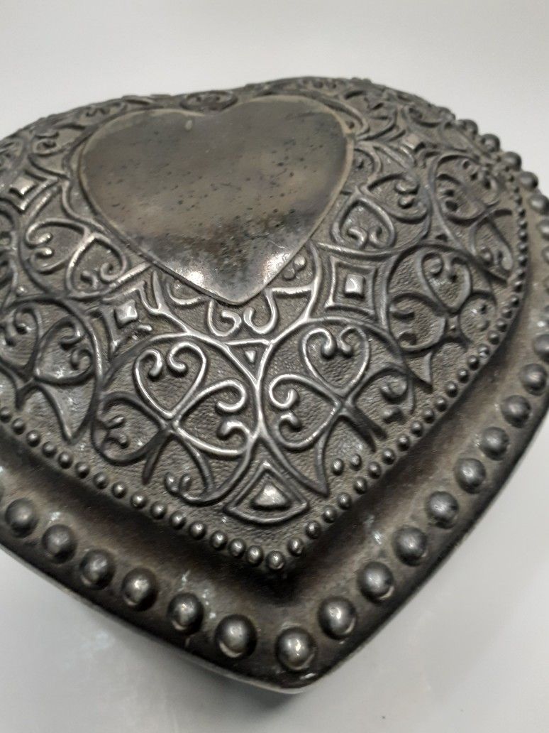 Handcrafted Metal Heart Shape Jewelry Box  