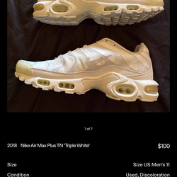 2018 Nike Tn air max triple white. Size men’s 11.