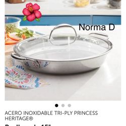 Paellera De 15 Qts Tri-ply Nueva En Su Caja 🌺 Princess House 🌺