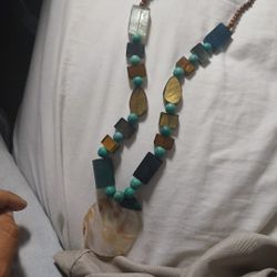 Boho Beaded Statement Necklace | Multicolor Wood & Resin Beads | Festival Style