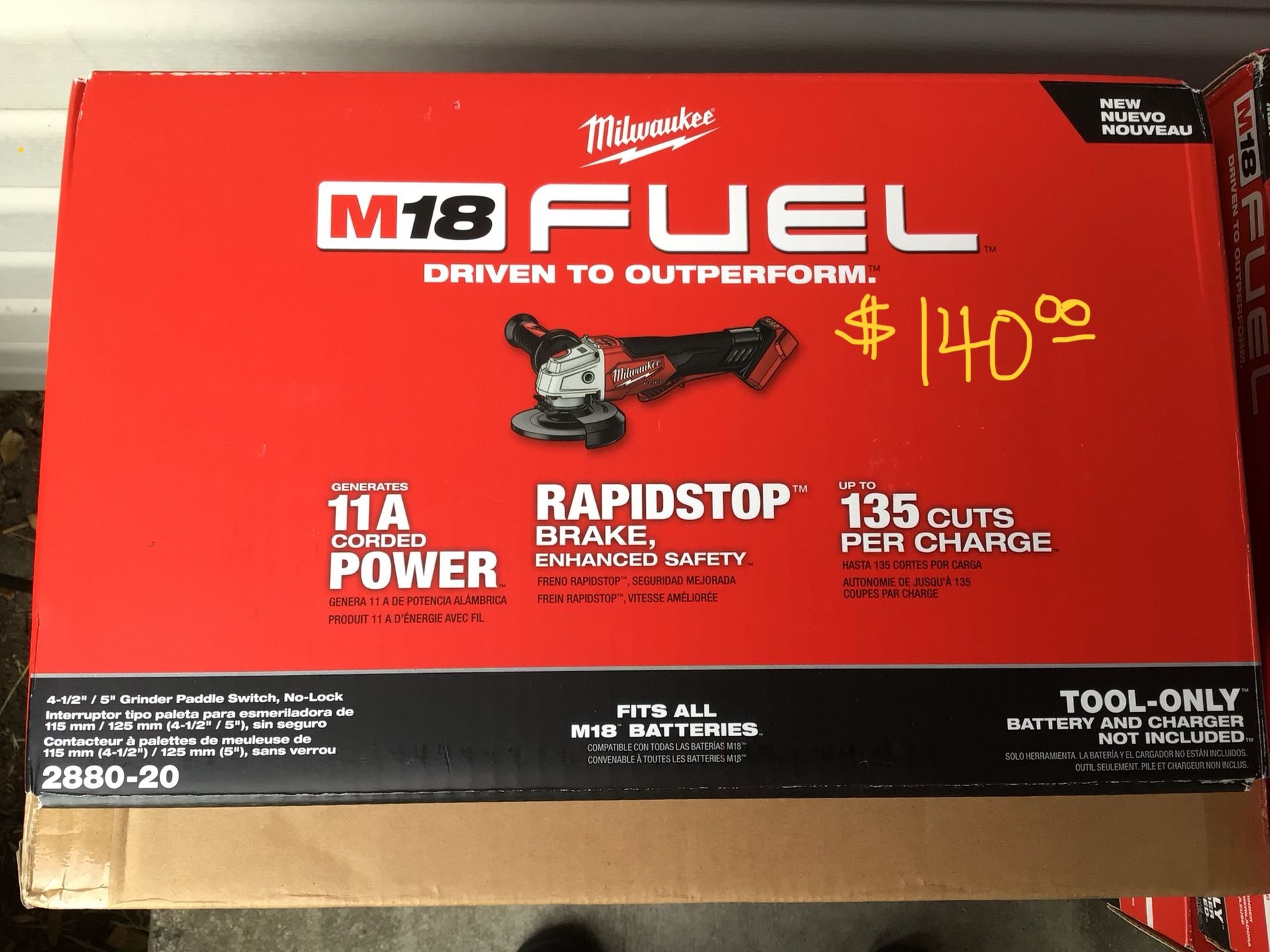 Milwaukee M18 FUEL Grinder. Tool Only. Brand NEW.
