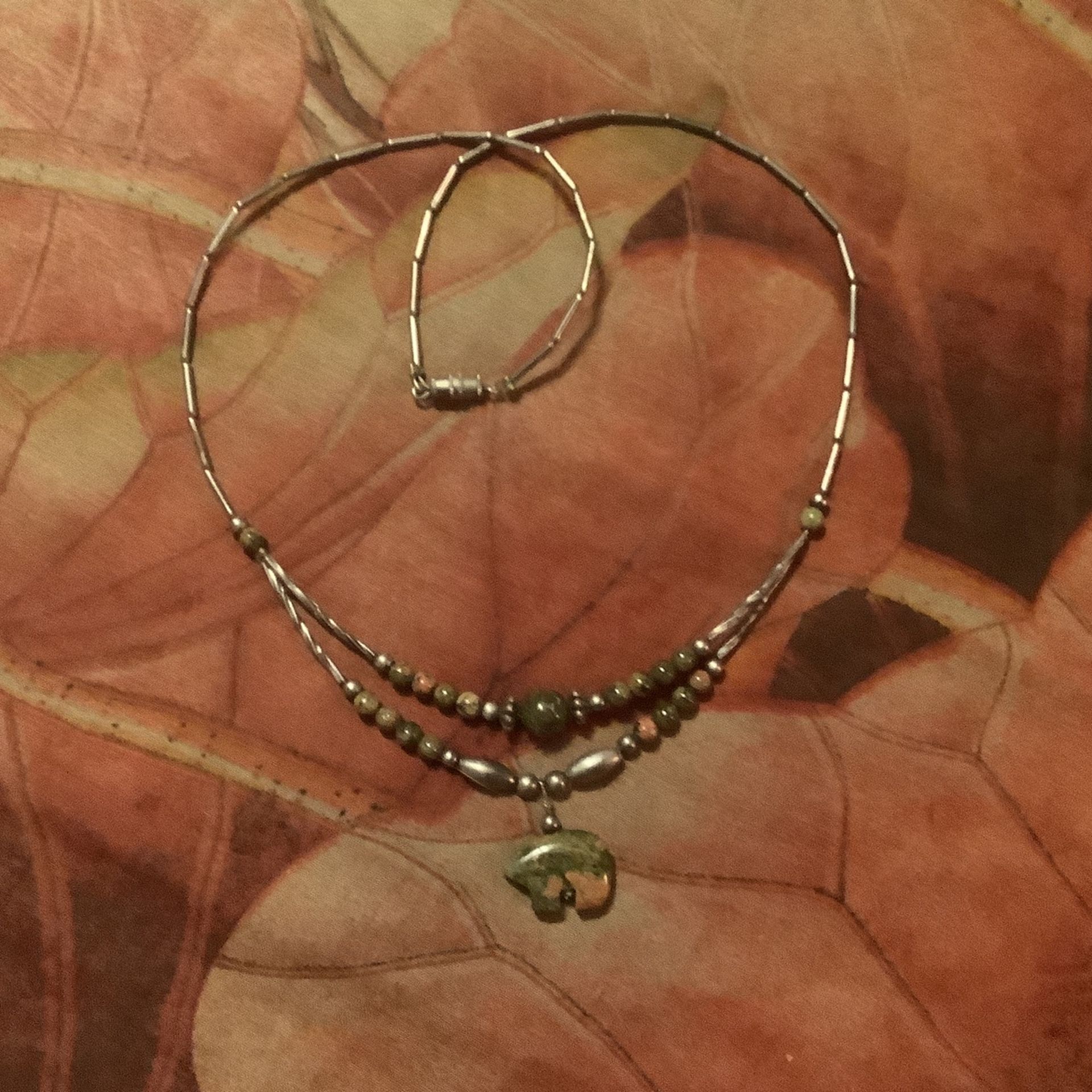 Navajo Jade And Silver Necklace. Jewelry