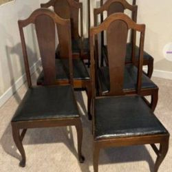 Six Identical Antique Dining Chairs 