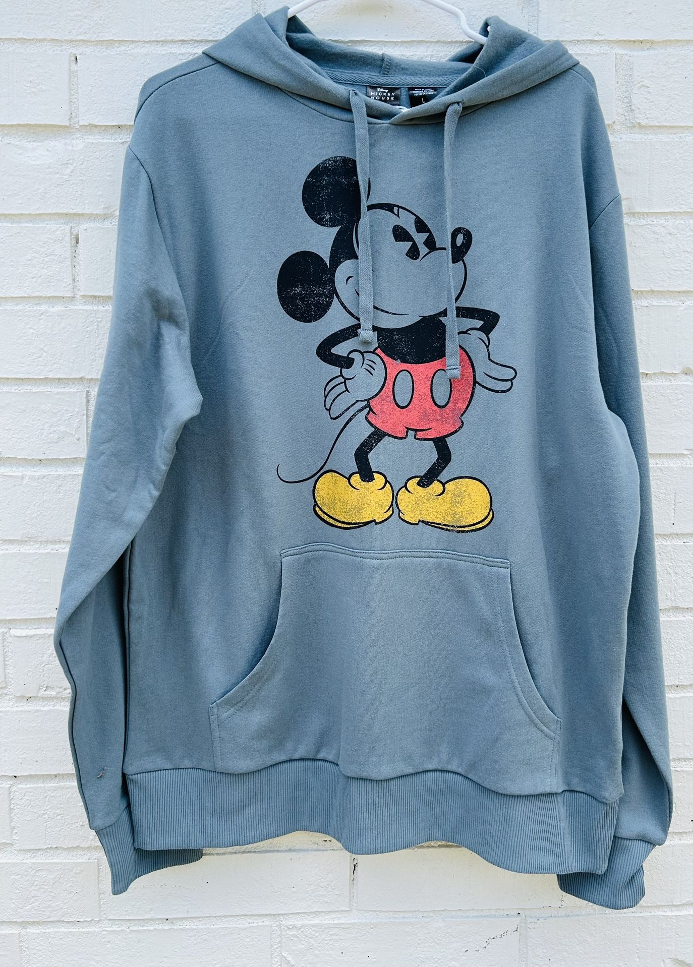 New Mickey Mouse Gray Unisex Pullover Hoodie Top Sweater Large