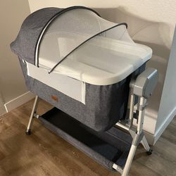 SteAnny Bassinet,Electric Bedside Bassinet,Automatic Rocking Newborn Co-Sleeper, Unisex Travel Cribs(gray)