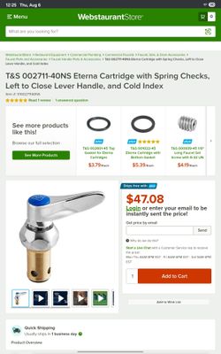 T&S Brass 002712-40NS Eterna Cartridge Assembly Commercial Grade New $20