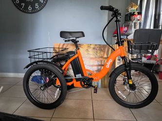 Qlife Orange 18" Folding Electric Trike, 350W Motor 48V 10.4AH Step-Thru Etrike for sale