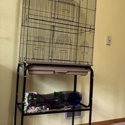 Bird Cage With Rolling Stand And Cover