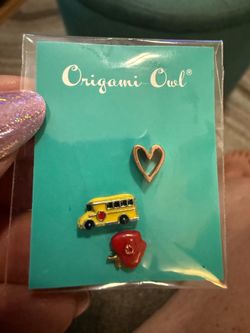 Back to school teacher bus origami, owl, charms