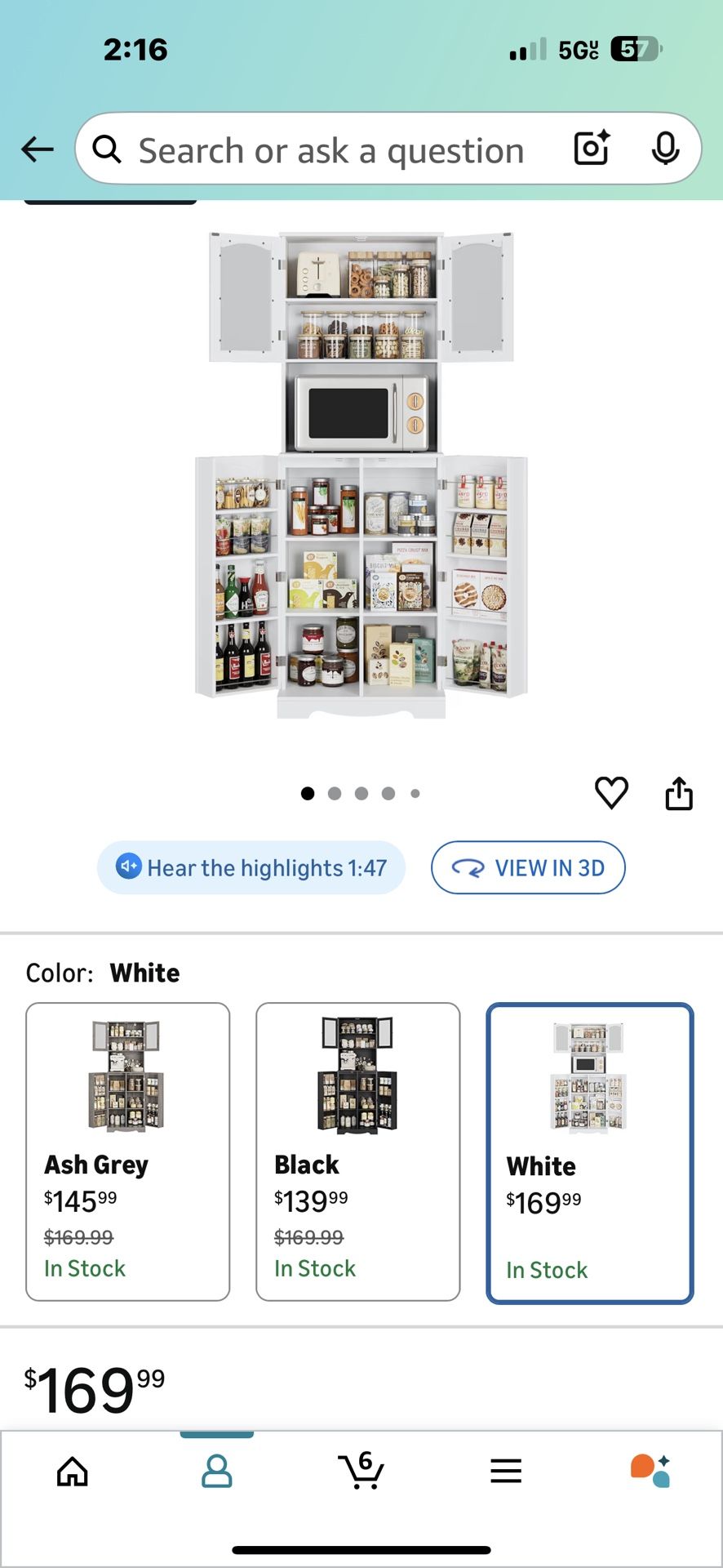 HOSTACK 71'' Pantry Cabinet, Tall Storage Cabinet with Microwave Stand, Freestanding Kitchen Hutch with Doors and Adjustable Shelves, Mordern Food Pan