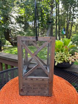 Rustic ruler candle lantern