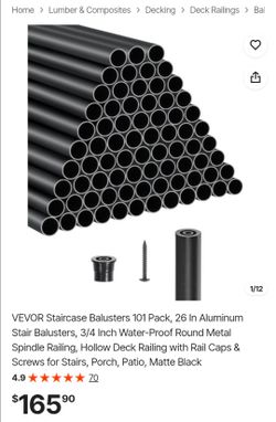 VEVOR 101-Pack Matte Black Aluminum Stair Balusters