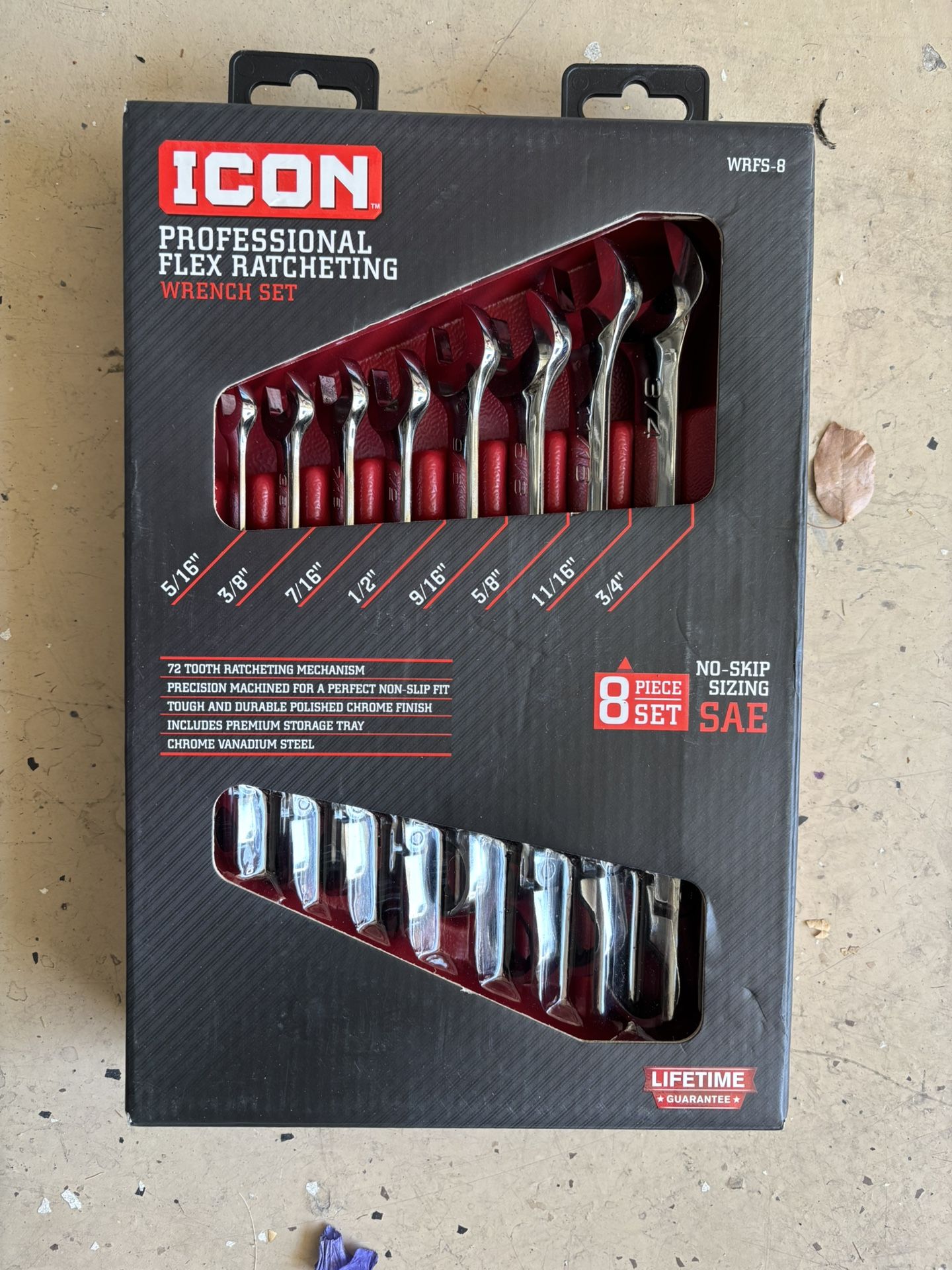 ICON Professional Flex-Head SAE Ratcheting Combination Wrench Set, 8-Piece