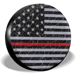 SHOE GONE Spare Tire Cover American Flag Reclaimed Wood Potable Polyester Universal Wheel Covers Weatherproof Tire Protectors for Trailer RV SUV Truck