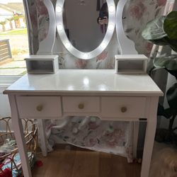 Kids White Vanity Desk Girls 