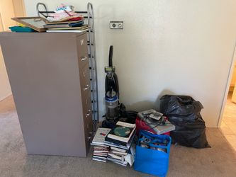 Free Filing cabinet, shoe rack, books, vacuum (broken band but fixable), dvd player