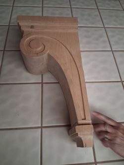 One (x1) WOOD CORBEL by Ekena Millwork (COR05X08X16SCMA). Measures 5 1/2"W x 8 1/4"D x 16"H, Alder....asking $60.00