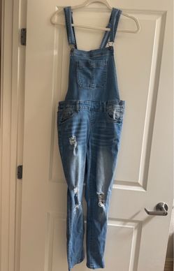 Distressed Denim Overalls
