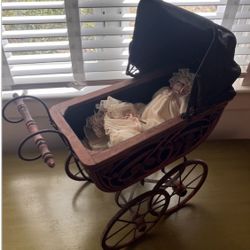 Collections Doll In Antique Carriage